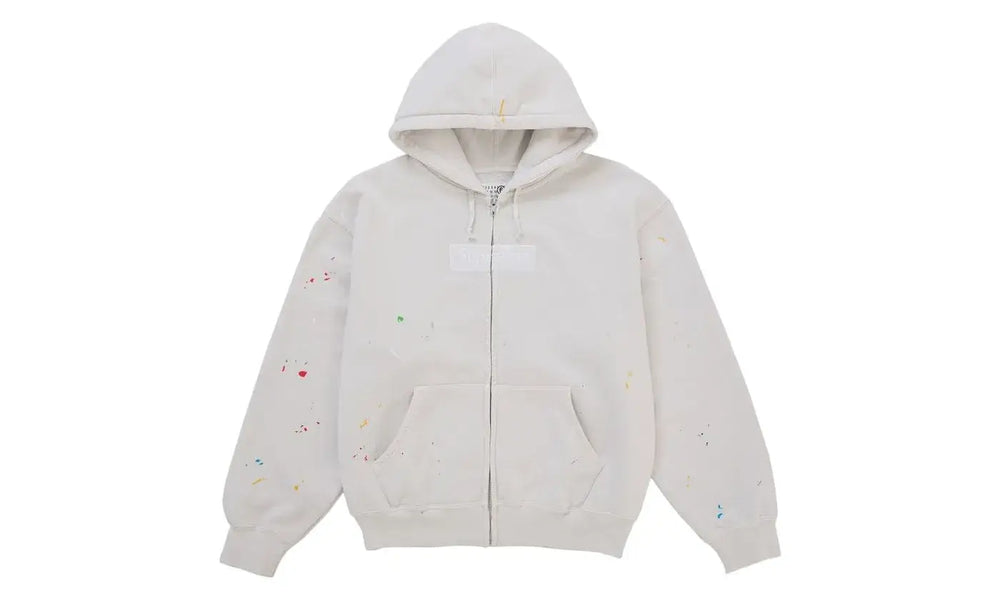 Supreme MM6 Maison Margiela Box Logo Zip Up Hooded Sweatshirt White - supreme-mm6-maison-margiela-box-logo-zip-up-hooded-sweatshirt-white