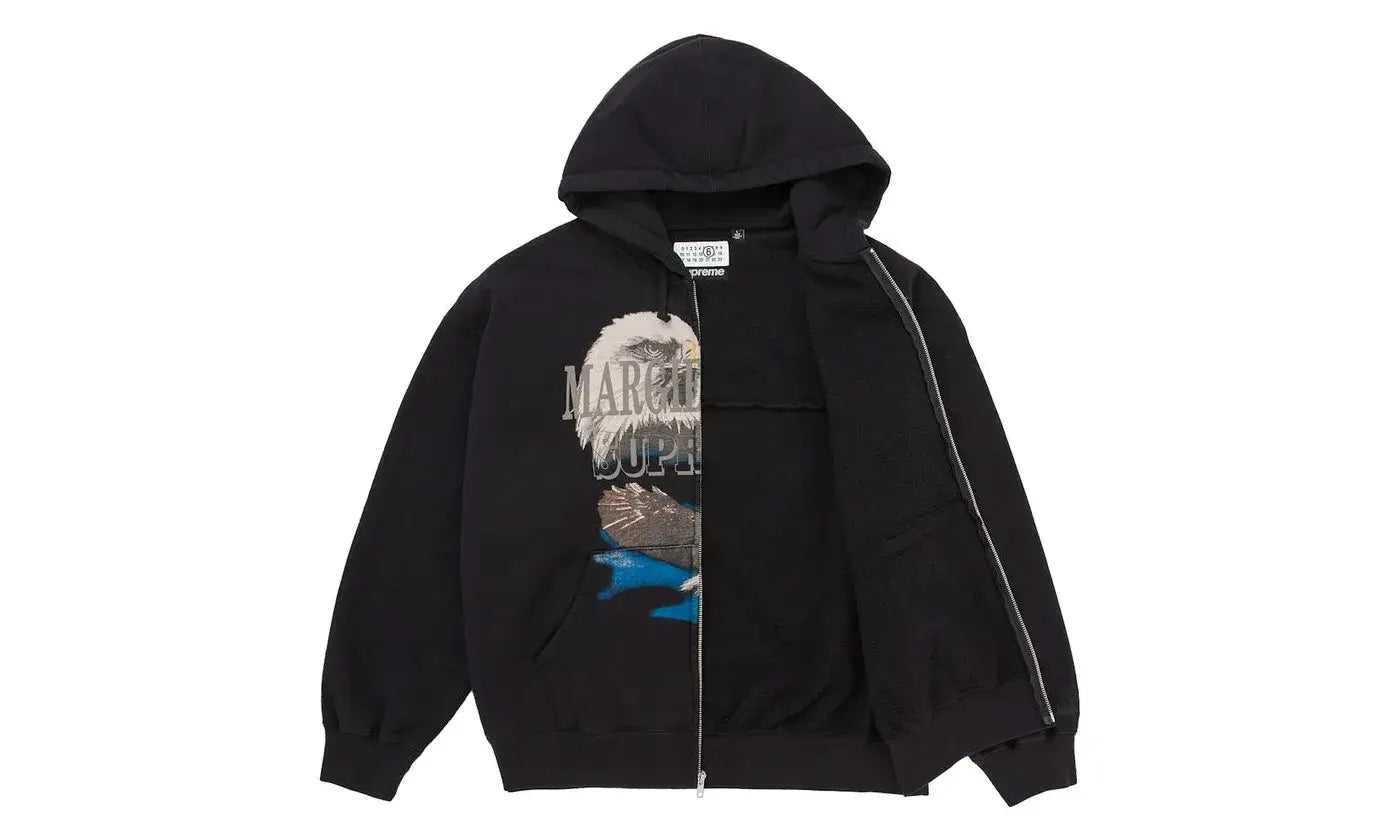 Supreme MM6 Maison Margiela Eagle Zip Up Hooded Sweatshirt Black