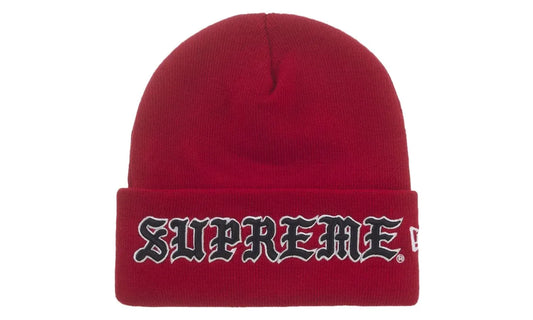 Supreme New Era Old English Beanie Red