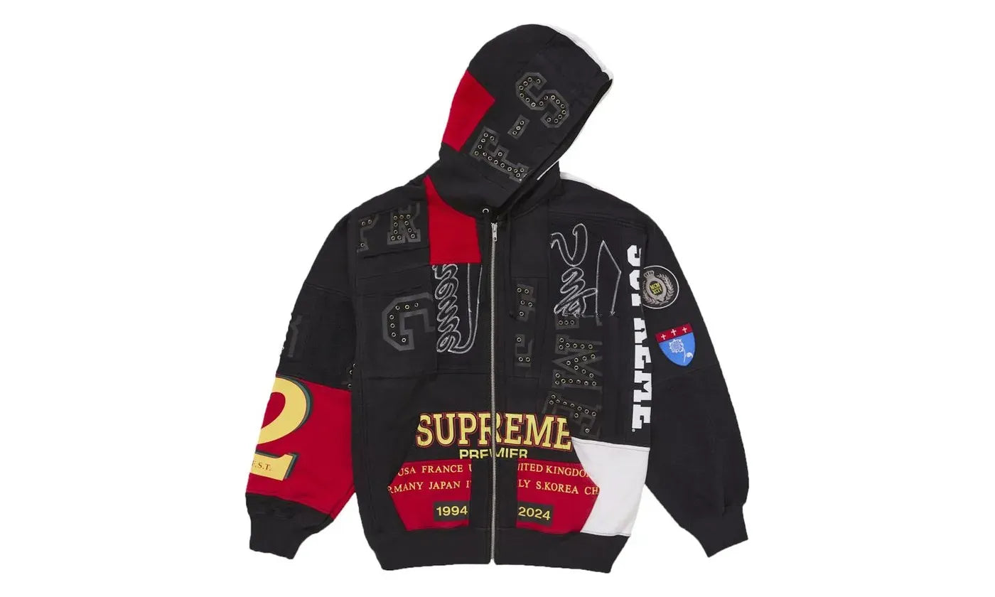 Supreme Patchwork Zip Up Hooded Sweatshirt (SS25) Black