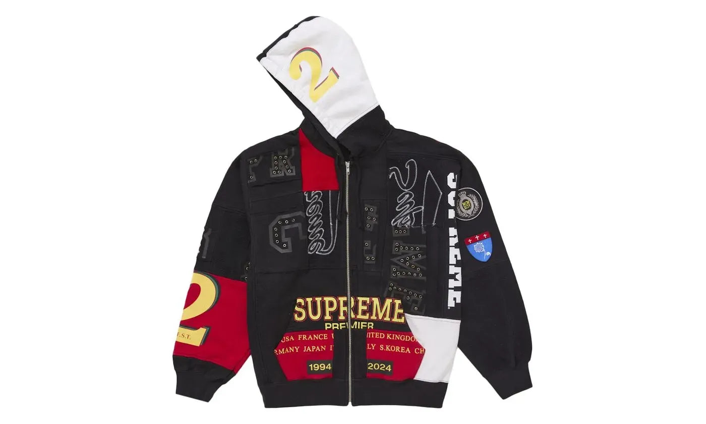 Supreme Patchwork Zip Up Hooded Sweatshirt (SS25) Black