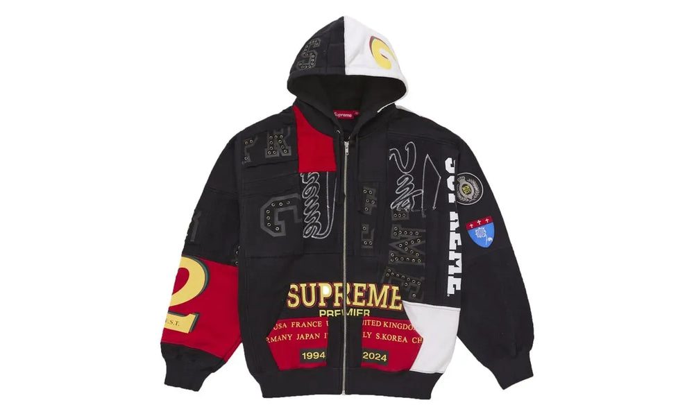 Supreme Patchwork Zip Up Hooded Sweatshirt (SS25) Black