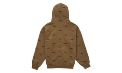 Supreme Repeat Script Zip Up Hooded Sweatshirt Dark Khaki