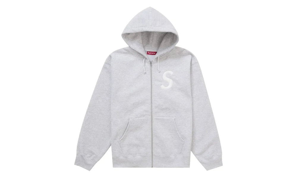 Supreme S Logo Zip Up Hooded Sweatshirt (FW25) Ash Grey - SUPR-SSLZUH-ASHGREY