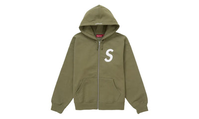 Supreme S Logo Zip Up Hooded Sweatshirt (FW24) Light Olive - Aplug