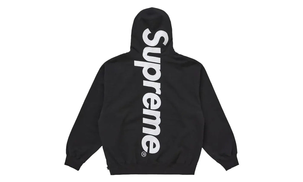 Supreme Satin Appliqué Hooded Sweatshirt (FW25) Black