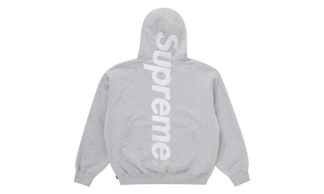Supreme Satin Applique Hooded Sweatshirt FW25 Heather Gray (SUPR