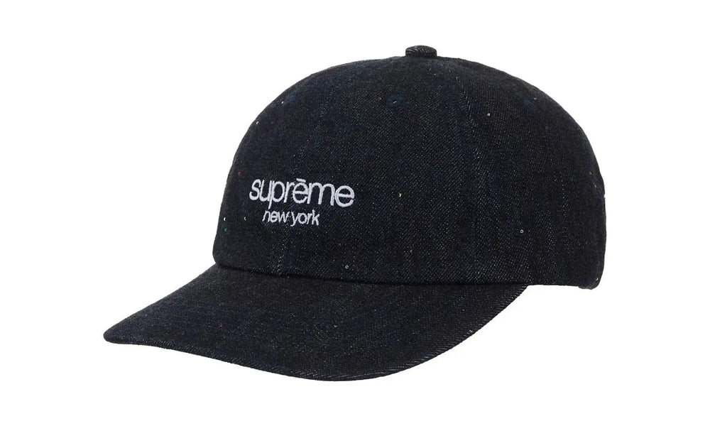 Supreme Sequin Denim Classic Logo 6-Panel Black