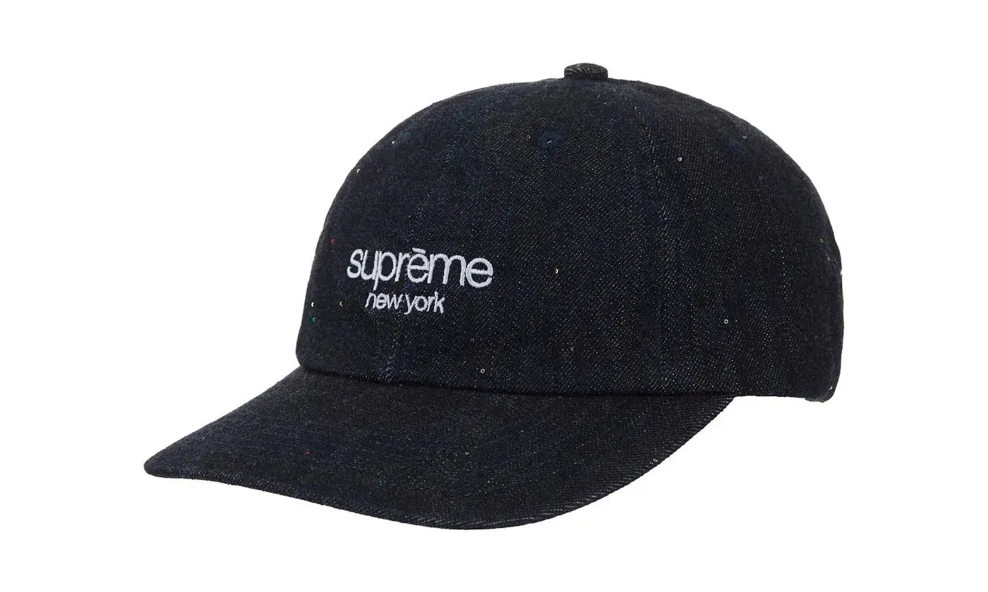 Supreme Sequin Denim Classic Logo 6-Panel Black