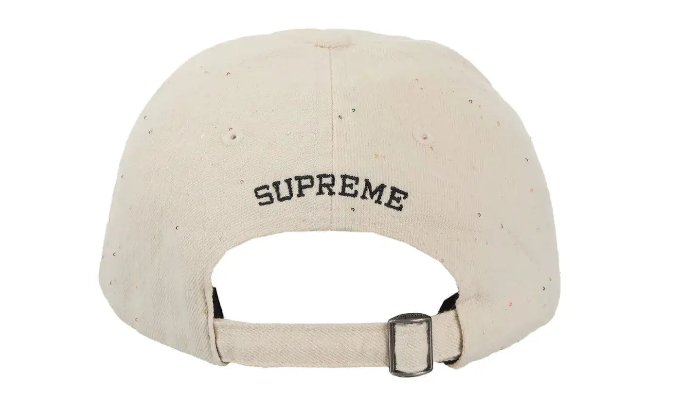 Supreme Sequin Denim Classic Logo 6-Panel Natural