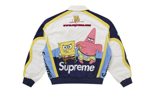 Supreme SpongeBob SquarePants Jeff Hamilton Racing Jacket White