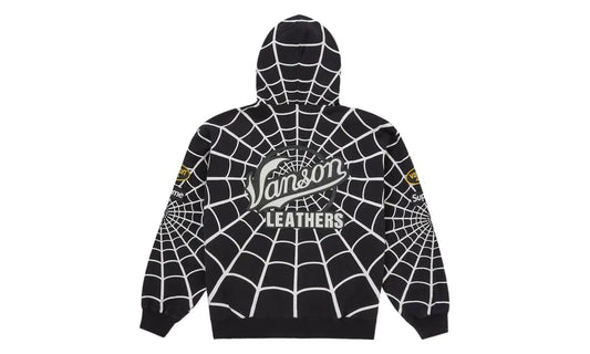 Supreme Vanson Leathers Spider-Man Zip Up Hooded Sweatshirt Black