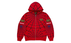 Supreme Vanson Leathers Spider-Man Zip Up Hooded Sweatshirt Red