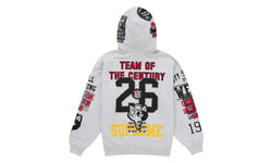 Supreme Warriors Applique Zip Up Hooded Sweatshirt Ash Grey
