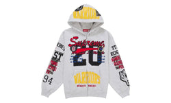 Supreme Warriors Applique Zip Up Hooded Sweatshirt Ash Grey