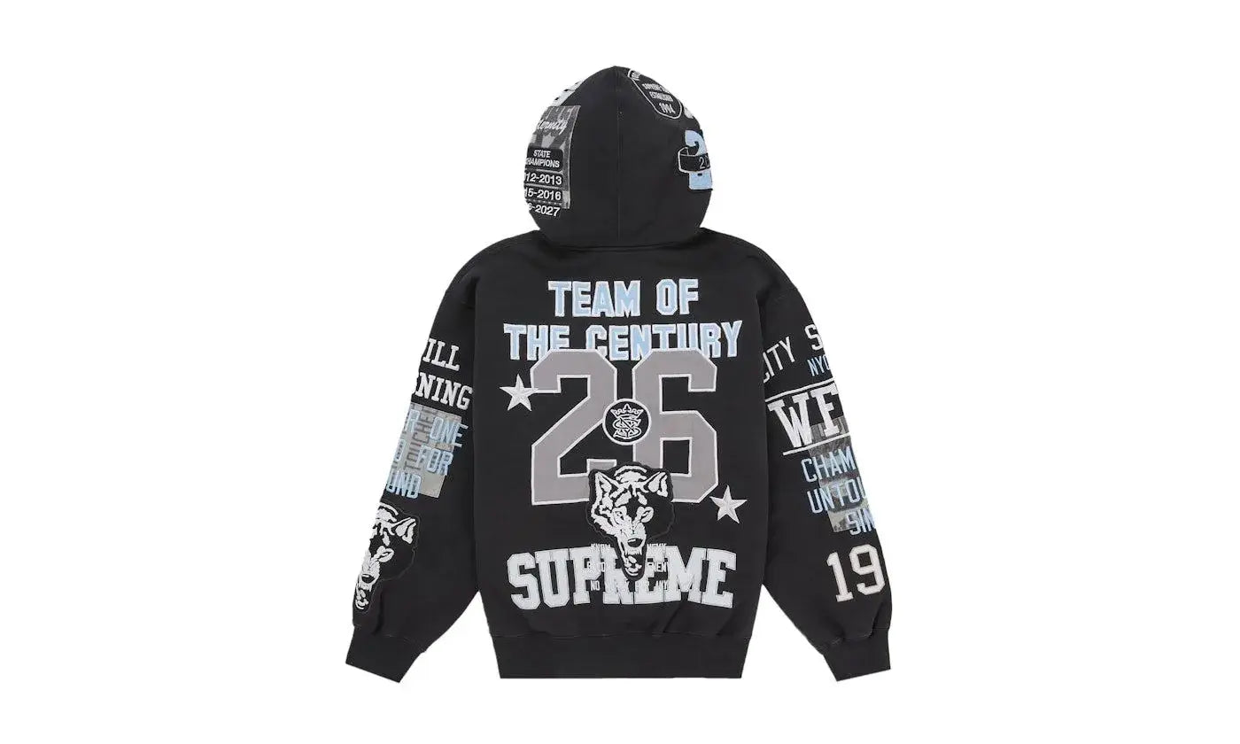 Supreme Warriors Applique Zip Up Hooded Sweatshirt Black