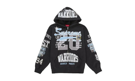 Supreme Warriors Applique Zip Up Hooded Sweatshirt Black