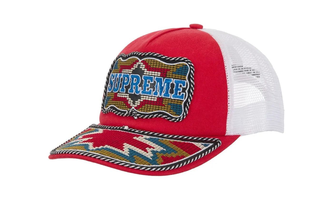 Supreme Western Embroidered Mesh Back 5-Panel Red - supreme-western-embroidered-mesh-back-5-panel-red