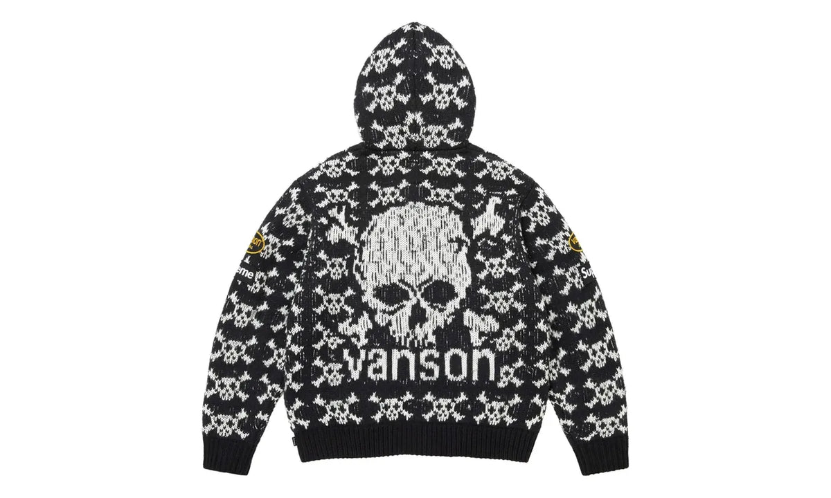 Supreme Supreme Vanson Leathers Skull Zip Up Hooded Sweater Brown Black