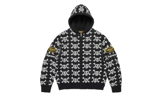 Supreme Supreme Vanson Leathers Skull Zip Up Hooded Sweater Brown Black
