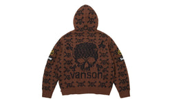 Supreme Supreme Vanson Leathers Skull Zip Up Hooded Sweater Brown