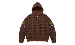 Supreme Supreme Vanson Leathers Skull Zip Up Hooded Sweater Brown