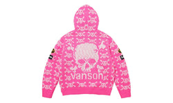 Supreme Supreme Vanson Leathers Skull Zip Up Hooded Sweater Pink