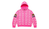 Supreme Supreme Vanson Leathers Skull Zip Up Hooded Sweater Pink