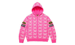 Supreme Supreme Vanson Leathers Skull Zip Up Hooded Sweater Pink