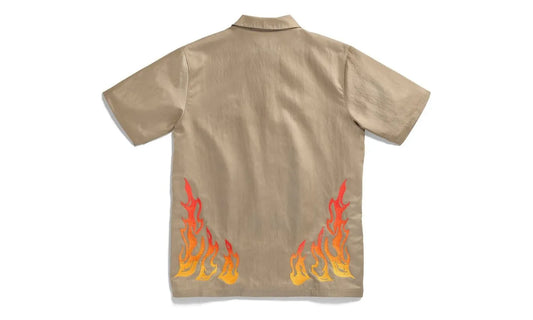 Travis Scott Cactus Jack x Jordan Button Down Shirt Khaki/University Red - TS-TSCJXJ-UUNIVERSITYRED