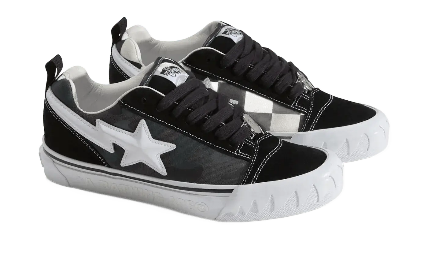 Vans Knu Skool Bape Camo Black - vans-knu-skool-bape-camo-black