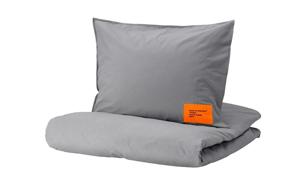 Virgil Abloh x IKEA MARKERAD EU Duvet Cover and 1 Pillowcase (150x200cm or 59x79in) Gray - VA-VAXIME-GRAY