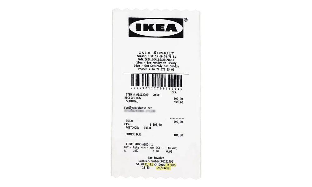 Virgil Abloh x IKEA MARKERAD RECEIPT Rug White/Black