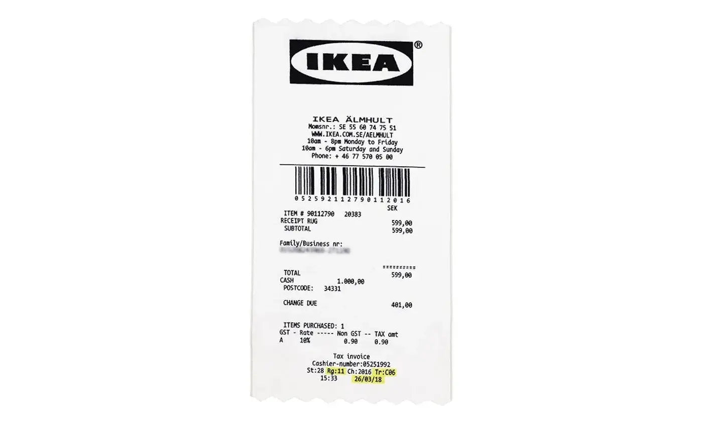 Virgil Abloh x IKEA MARKERAD RECEIPT Rug White/Black